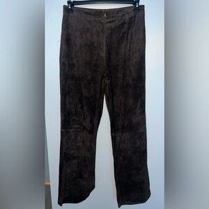 Dark Brown Suede Leather Pant by Alfani.